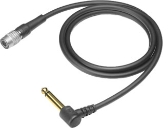 AUDIO-TECHNICA AT-GRCW PRO GUITAR LEAD For Unipack radiomic Tx, 90 deg 6.35mm jack plug, 900mm