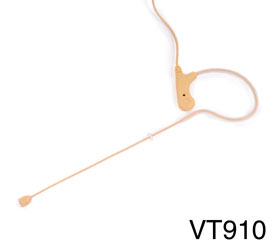 VOICE TECHNOLOGIES VT910DC EARWORN MICROPHONE Earhanger style, omnidirectional, beige, in clear box