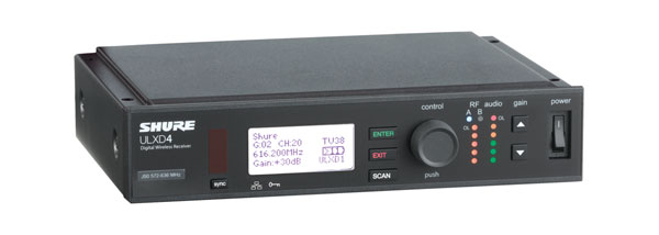 SHURE ULXD4UK RADIOMIC RECEIVER Fixed, digital, single channel, predictive switching, K51 606-670MHz