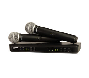 SHURE BLX288/PG58 RADIOMIC SYSTEM Dual handheld, PG58 capsules, 606-630MHz (K3E)