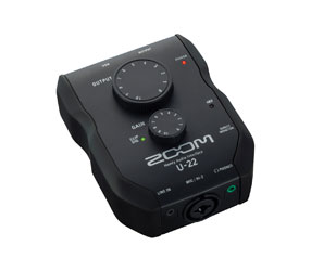 ZOOM U-22 USB AUDIO INTERFACE 2x2, mic/line in, +48V phantom, battery/bus powered