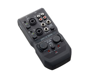 ZOOM U-24 USB AUDIO INTERFACE 2x4, mic/line in, +48V phantom, MIDI I/O, DC/bus powered