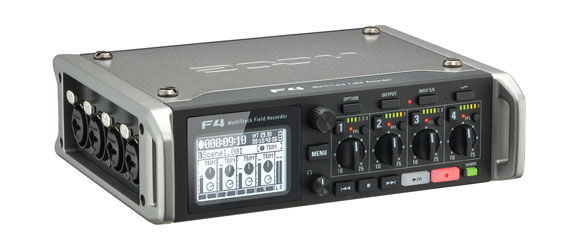 ZOOM F4 FIELD RECORDER Portable, 8-track, dual SD/SDHC/SDXC card, 6x mic/line in, white LCD screen