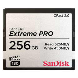 SANDISK SDCFSP-256G-G46D EXTREME PRO 256GB CFAST 2.0 MEMORY CARD, 525MB/s read, 450MB/s write