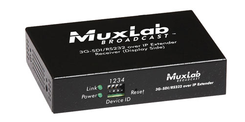 MUXLAB 500756-RX VIDEO EXTENDER Receiver, 3G-SDI over IP, PoE, RS232, 120m reach