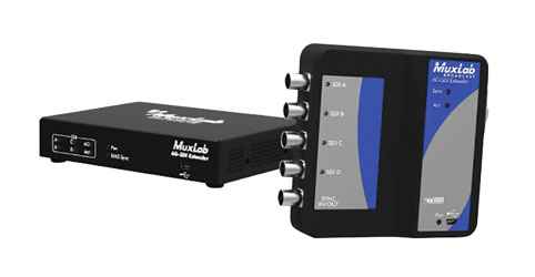 MUXLAB 500730 VIDEO EXTENDER Kit, 6G-SDI over Cat5e/6, 4K/30, with power to transmitter, 100m reach