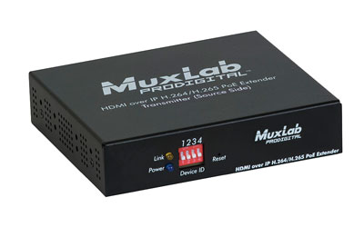MUXLAB 500762-TX VIDEO EXTENDER Transmitter, HDMI over IP, PoE, 100m reach