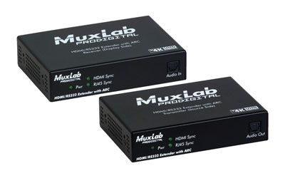 MUXLAB 500458-ARC VIDEO EXTENDER Kit, HDMI/RS232 over Cat5e/6, 4K/60, 40m reach