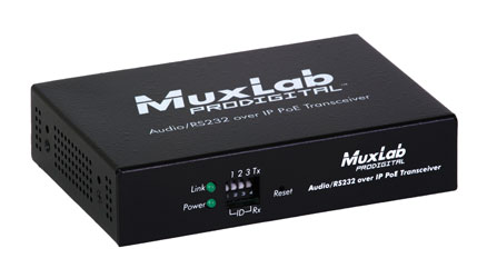 MUXLAB 500755 AUDIO EXTENDER 2-channel transceiver, over IP, PoE, 100m reach