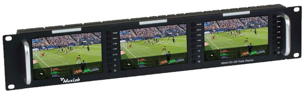 MUXLAB 500840-V2 HDMI/3G-SDI TRIPLE DISPLAY Multiscreen video monitor, 3x 5-inch displays