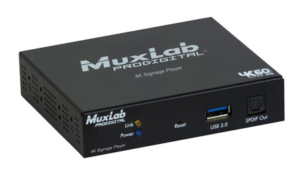 MUXLAB 500769-RM DIGITAL SIGNAGE MEDIA PLAYER Multi-format video/image/audio, HDMI out, 4K/60