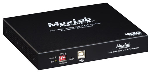 MUXLAB 500800-TX VIDEO EXTENDER Transmitter, KVM HDMI over IP, PoE, 4K/60, 100m reach