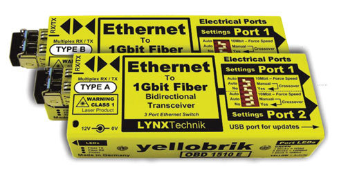 LYNX YELLOBRIK OBD 1510 E FIBRE TRANSCEIVER Ethernet, Bi-Direction, 1x SM LC, 10km, pair