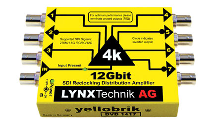 LYNX YELLOBRIK DVD 1417 DISTRIBUTION AMPLIFIER Video, 1>7, 12G-4K UHD/6G/3G/1.5G/SD-SDI