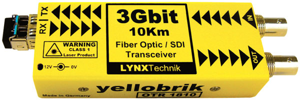 LYNX YELLOBRIK OTR 1810-MM FIBRE TRANSCEIVER 3G/HD/SD-SDI, 2x MM LC, 850nm TX/RX, 300m