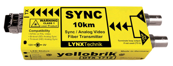 LYNX YELLOBRIK OTX 1712-MM FIBRE TRANSMITTER Analogue sync and video, 1x MM LC, 850nm, 300m