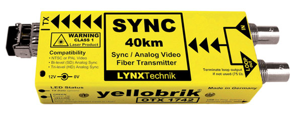 LYNX YELLOBRIK OTX 1742 FIBRE TRANSMITTER Analogue sync and video, CWDM (yb only without SFP)