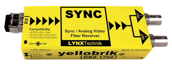 LYNX YELLOBRIK ORX 1702-MM FIBRE RECEIVER Analogue sync and video, 1x MM LC, 780-880nm RX