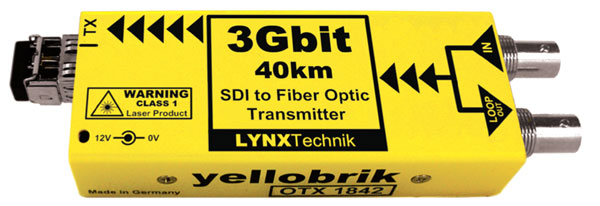 LYNX YELLOBRIK OTX 1842 FIBRE TRANSMITTER 3G/HD/SD-SDI, 1x SM CWDM (yb only without SFP)