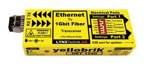 LYNX YELLOBRIK OET 1540 FIBRE TRANSCEIVER Ethernet, 2x SM CWDM (yb only without SFP)