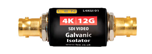 LEN L4KGI01 VIDEO ISOLATOR Galvanic video and ground path isolator, inline housing, 4K/12G UHD SDI