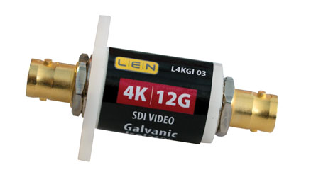 LEN L4KGI03 VIDEO ISOLATOR Galvanic video and ground path isolator, high voltage, 4K/12G UHD SDI