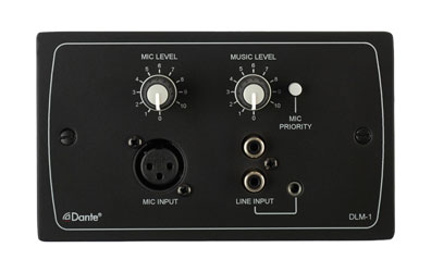 CLOUD DLM-1B INPUT PLATE Dante, mic/line inputs, mic/music level control, black