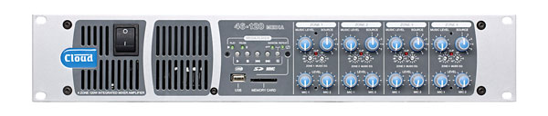 CLOUD 46-120 MEDIA ZONE AMPLIFIER  4-zone, 4x 120W/4, 6x line/2x mic, USB/SD media player