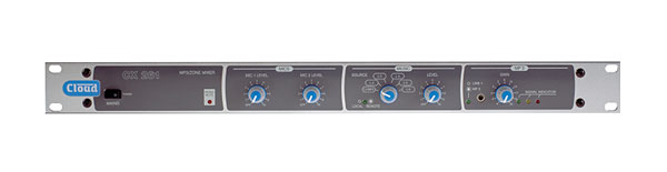 CLOUD CX261 ZONE MIXER Single zone, 2x mic, 6x stereo line in, 1x 3.5mm MP3 in, bal L/R output, 1U