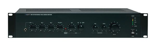 APART MA125 MIXER AMPLIFIER 125W/8, 50V, 70V, 100V, 4 mic in, 4 line in, 1 zone out, 2U