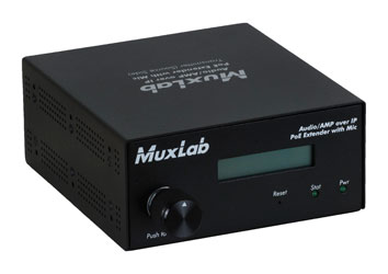 MUXLAB 500755-AMP-TX AUDIO AMPLIFIER TRANSMITTER Over IP, 2-channel, mic/line inputs, 100m reach