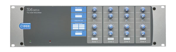 CLOUD Z4MK4 MIXER 2x microphone, 6x stereo, paging input, 4x mono zone out, 3U rackmount