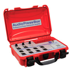 AUDIOPRESSBOX APB-MINI PRESS SPLITTER Portable, USB-C, active, 3x12, 24V DC mains, red