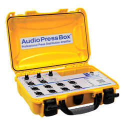 AUDIOPRESSBOX APB-MINI PRESS SPLITTER Portable, USB-C, active, 3x12, 24V DC mains, yellow