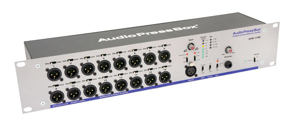 AUDIOPRESSBOX APB-116 R-RPS PRESS SPLITTER Active, 2U, 1x mic/line in, 16x mic/line out