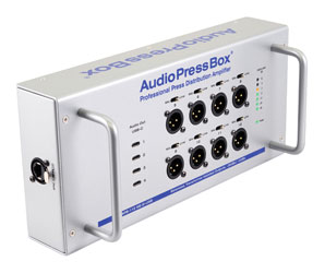 AUDIOPRESSBOX APB-112 SB-D-USB PRESS SPLITTER Active, portable, Dante in, USB-C out, 12x mic/line