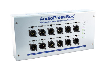 AUDIOPRESSBOX APB-112 OW-D PRESS SPLITTER Active, wallmount, Dante in, 12x mic/line out