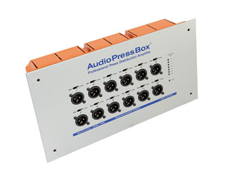 AUDIOPRESSBOX APB-112 IW-D PRESS SPLITTER Active, in-wall, Dante in, 12x mic/line out