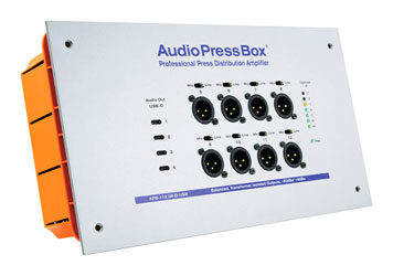 AUDIOPRESSBOX APB-112 IW-D-USB PRESS SPLITTER Active, in-wall, Dante in, USB-C out, 12x mic/line