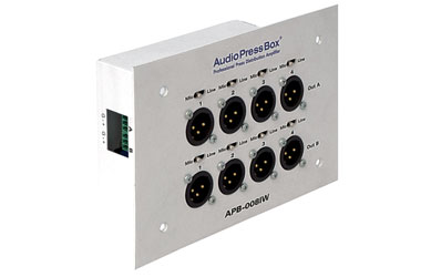 AUDIOPRESSBOX APB-008 IW-EX SPLITTER EXPANDER In-wall, 2x drive in, 2x 4x mic/line out, silver
