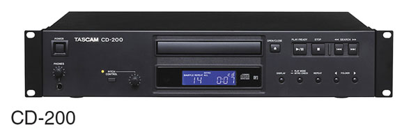 TASCAM CD-200 CD PLAYER MP3/WAV playback, RCA, SP/DIF, 2U rackmount
