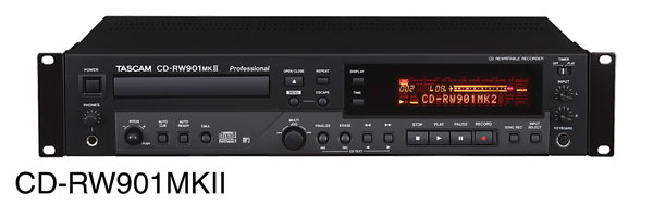 TASCAM CD-RW901MKII CD RECORDER 2U, CD-R, CD-RW, balanced XLRs, AES, SPDIF, TOSlink