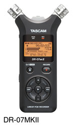 TASCAM DR-07 MKII PORTABLE RECORDER For micro SD / SDHC card, 2x inbuilt microphone, mic / line in