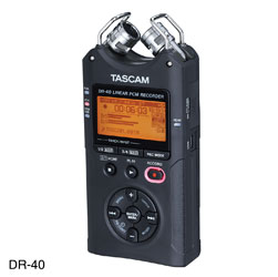 TASCAM DR-40 PORTABLE RECORDER 4-Channel WAV/MP3, SD/SDHC, mic/line in, stereo cardioid mic