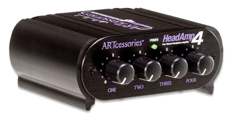 ART HEADAMP4 HEADPHONE AMPLIFIER 6.35mm/3.5mm jack stereo input, 4x stereo jack outputs, with PSU