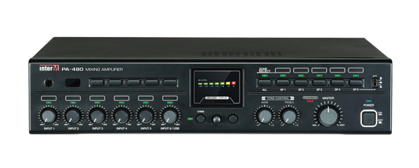 INTER-M PA480 MIXER AMPLIFIER 6x mic/line inputs, 1x telephone input, 480W/4ohm/70V/100V