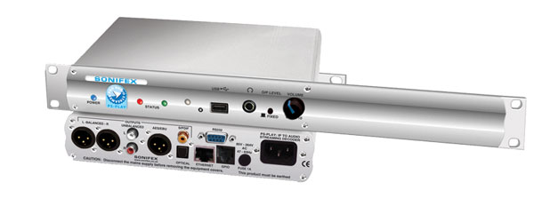 SONIFEX PS-PLAYS PRO AUDIO STREAMER DECODER IP to audio, digital and line level out, rack mounting