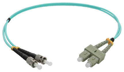SC-ST MM DUPLEX OM3 50/125 Fibre patch cable 1.0m, aqua