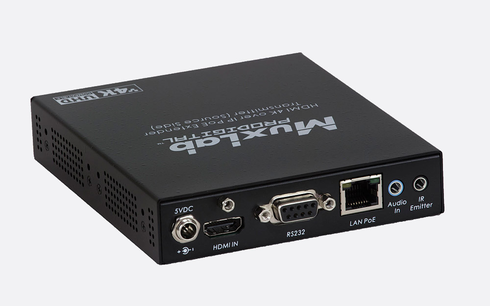 MUXLAB 500758-TX VIDEO EXTENDER TRANSMITTER HDMI 4K over IP, PoE, 100m ...