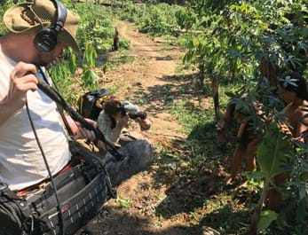 Michal Deliopulos recording old Indian tribes in Amazonia